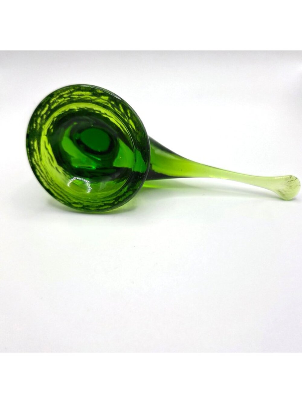 Kanawha Glass Green Bird on A Nest Figurine Candle Snuffer 5.5" Long MCM - Picture 10 of 10